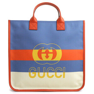 GUCCI Web Stripe Interlocking GG Blue Tote Bag